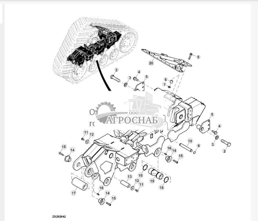 Главная рама, гусеница, левая сторона 